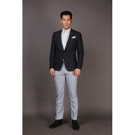 Grey Wool Silk and Linen Blazer SG13DT6013